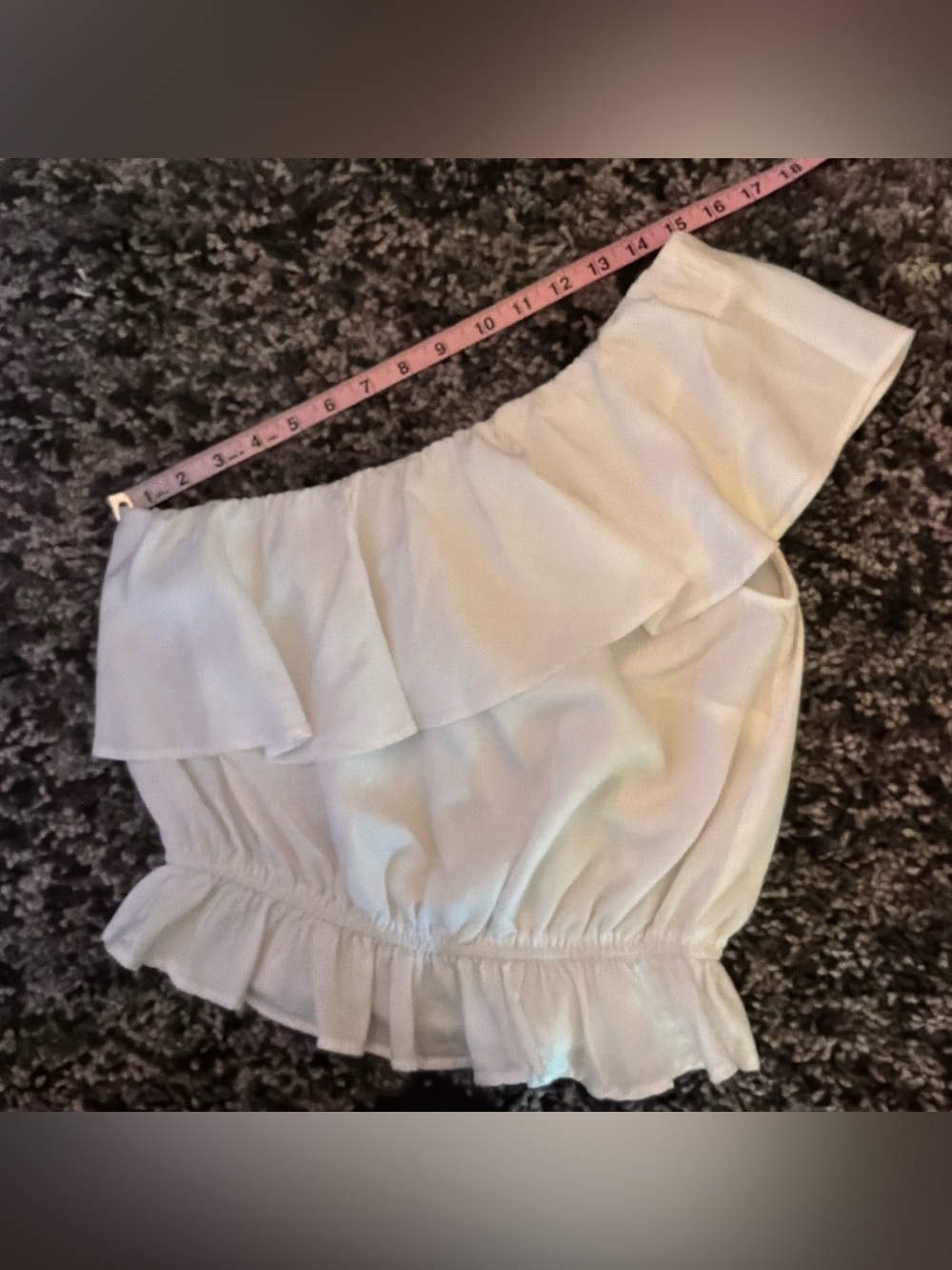 🌙✨Japna White One-Shoulder Ruffle Top - Picture 14 of 14